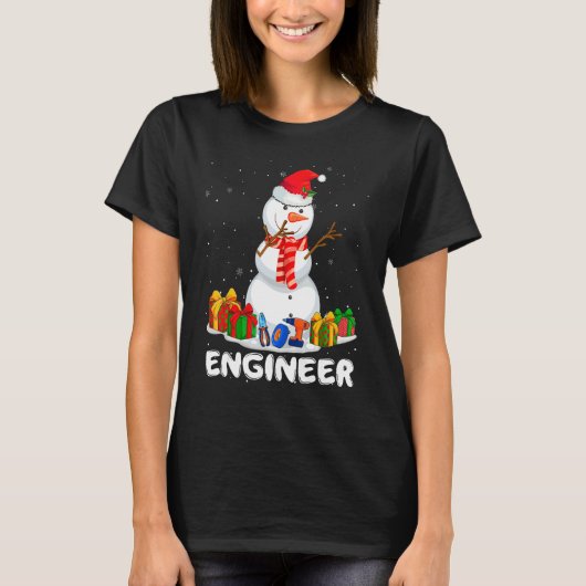 Engineer Christmas Funny Snowman Xmas Holiday Paja T-shirt (Voorkant)