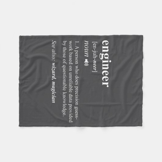 Engineer Definition Funny Engineering Mechanical C Fleece Deken (Voorkant (Horizontaal))