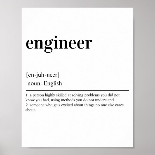 Engineer Definition Funny Engineering Mechanical Poster (Voorkant)