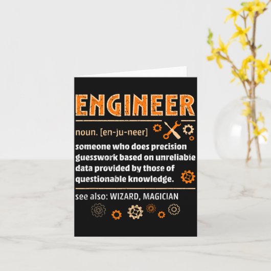 Engineer Definition Funny Engineering Nerdy Scienc Kaart (Gele Bloem)