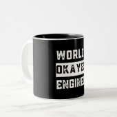 engineer, engineering, okayest, funny, humor tweekleurige koffiemok (Voorkant links)
