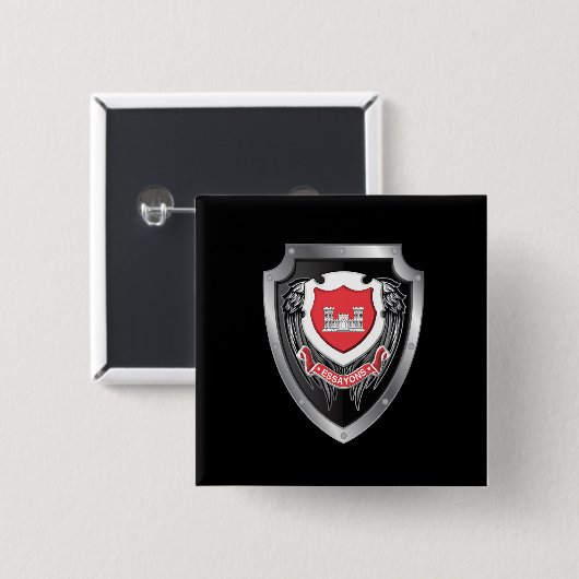 Engineer Essayons Vierkante Button 5,1 Cm (Voorkant /achterkant)