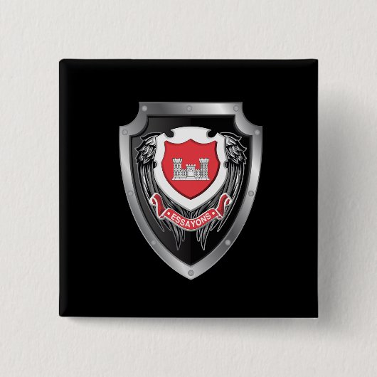 Engineer Essayons Vierkante Button 5,1 Cm (Voorkant)