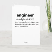 Engineer Funny Dictionary Definition Feestdagen Kaart (Achterkant)