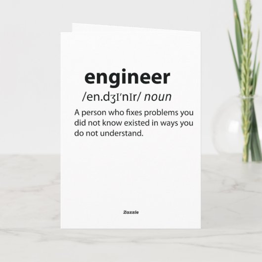 Engineer Funny Dictionary Definition Feestdagen Kaart (Achterkant)