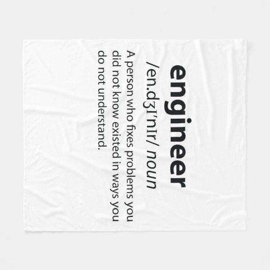 Engineer Funny Dictionary Definition Fleece Deken (Voorkant (Horizontaal))