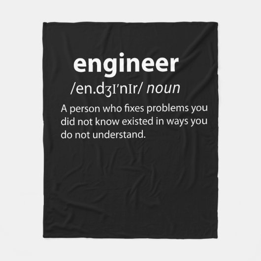 Engineer Funny Dictionary Definition Fleece Deken (Voorkant)