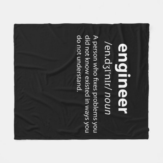 Engineer Funny Dictionary Definition Fleece Deken (Voorkant (Horizontaal))