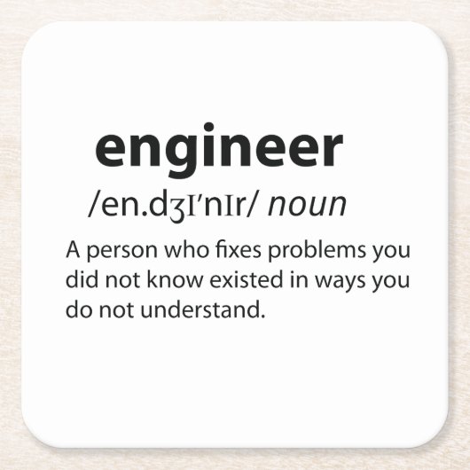 Engineer Funny Dictionary Definition Kartonnen Onderzetters (Voorkant)