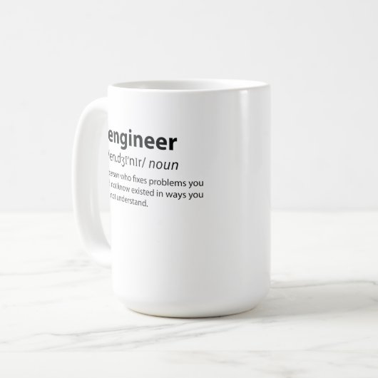 Engineer Funny Dictionary Definition Koffiemok (Voorkant links)