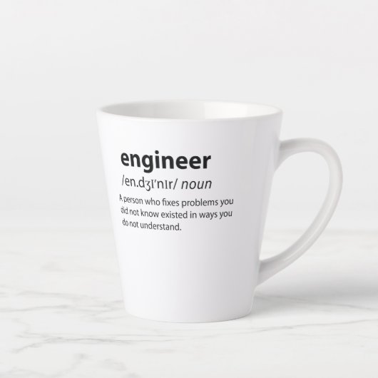 Engineer Funny Dictionary Definition Latte Mok (Rechts)