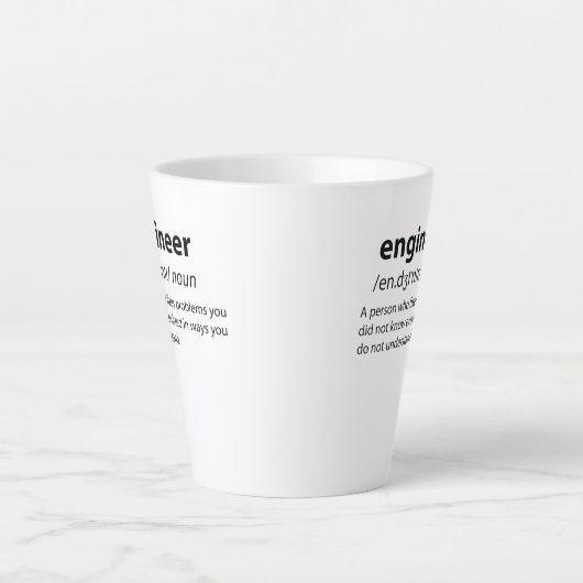 Engineer Funny Dictionary Definition Latte Mok (Voorkant)