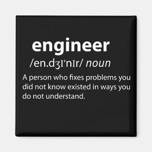 Engineer Funny Dictionary Definition Magneet (Voorkant)