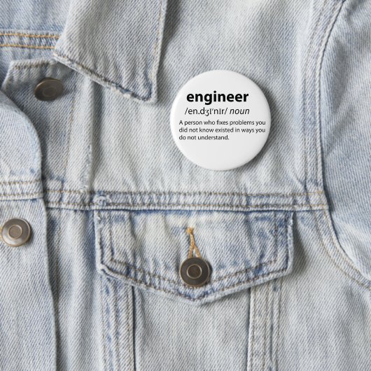 Engineer Funny Dictionary Definition Ronde Button 5,7 Cm (In situ)