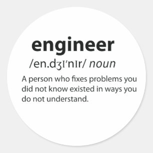 Engineer Funny Dictionary Definition Ronde Sticker