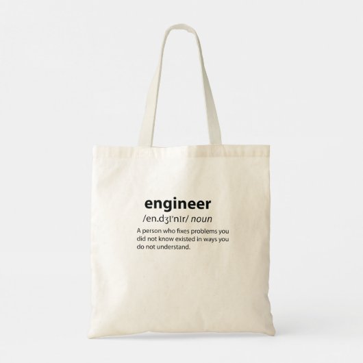 Engineer Funny Dictionary Definition Tote Bag (Achterkant)