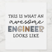 Engineer Funny Geweldige Engineer | Techniek Wijn Etiket (Enkel label)