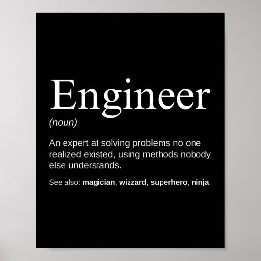 Engineer Funny Work Definitie Poster (Voorkant)
