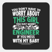 Engineer Girl Engineer Vierkante Sticker (Voorkant)