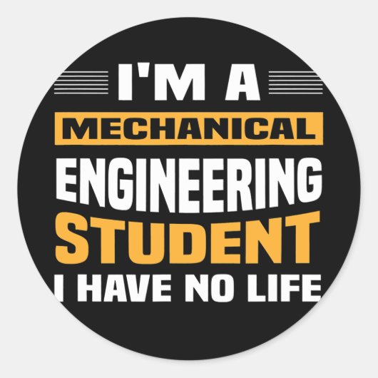 Engineer ik ben een Mechanical Engineering student Ronde Sticker (Voorkant)