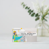 Engineer Looking at Blueprints | Construction Site Visitekaartje (Staand voorkant)