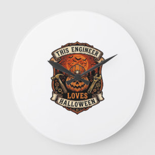 Engineer Loves Halloween Pompoen Harde Hoed Hamer  Grote Klok