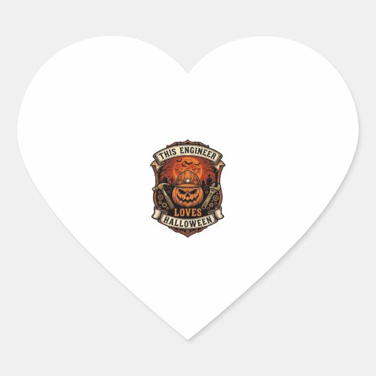 Engineer Loves Halloween Pompoen Harde Hoed Hamer  Hart Sticker (Voorkant)