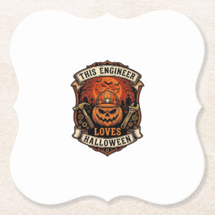 Engineer Loves Halloween Pompoen Harde Hoed Hamer Kartonnen Onderzetters