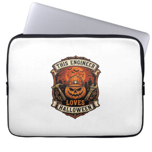 Engineer Loves Halloween Pompoen Harde Hoed Hamer Laptop Sleeve
