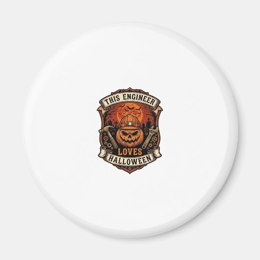 Engineer Loves Halloween Pompoen Harde Hoed Hamer Magneet (Voorkant)