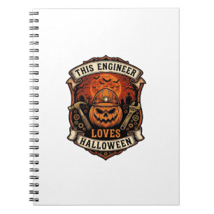 Engineer Loves Halloween Pompoen Harde Hoed Hamer Notitieboek