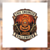 Engineer Loves Halloween Pompoen Harde Hoed Hamer  Raamsticker (Vel 2)