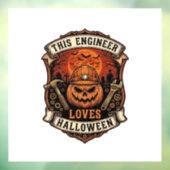 Engineer Loves Halloween Pompoen Harde Hoed Hamer  Raamsticker (Vel 3)