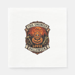 Engineer Loves Halloween Pompoen Harde Hoed Hamer Servet
