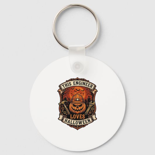 Engineer Loves Halloween Pompoen Harde Hoed Hamer  Sleutelhanger (Voorkant)