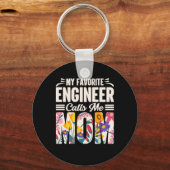 Engineer Mijn favoriete ingenieur roept me mama Sleutelhanger (Voorkant)