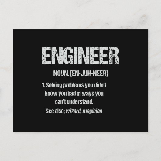 ENGINEER NOUN Funny Engineering Quottes Afstuderen Briefkaart (Voorkant)