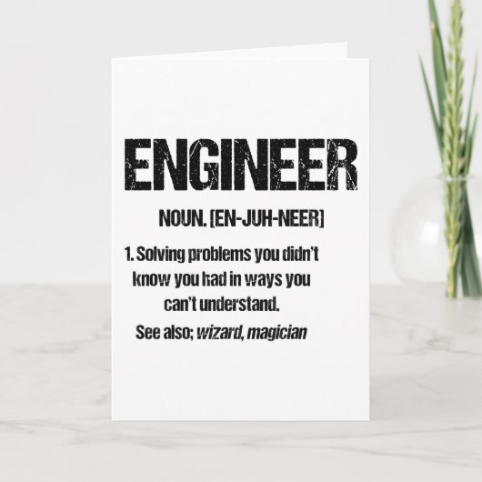 ENGINEER NOUN Funny Engineering Quottes Afstuderen Kaart (Voorkant)