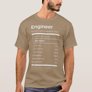 Engineer Nutrition Nutritional Facts Funny T-shirt