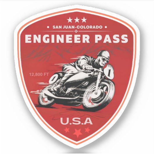 Engineer Pass Road kleurenmotorfietstrip Sticker (Voorkant)