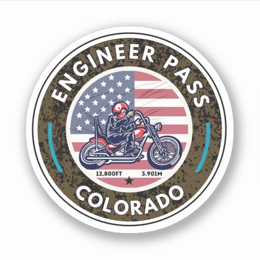 Engineer Pass Road kleurenmotorfietstrip Sticker (Voorkant)
