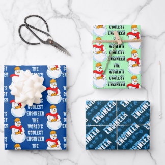 Engineer Snowman en Snowflakes Inpakpapier Vel
