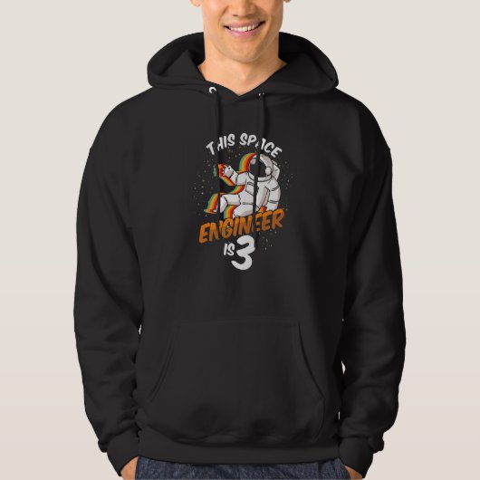 Engineer Space 3 Year Old Astronaut Geboren in 201 Hoodie (Voorkant)