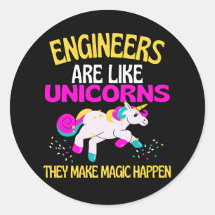 Engineer Unicorn , Magical Unicorn Engineering Ronde Sticker