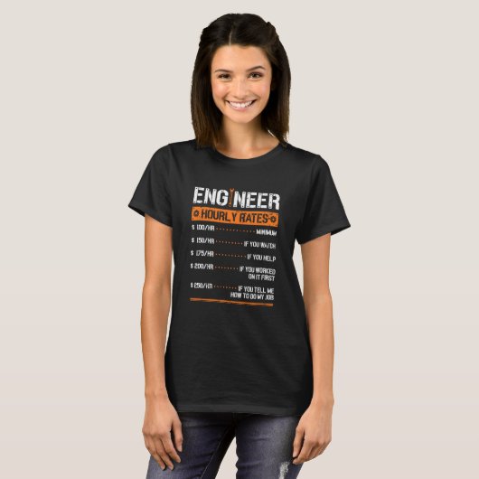 Engineer Uourly Rate Engineering Mechanical T-shirt (Voorkant volledig)