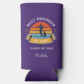 Engineering Afstuderen 2025 Golf Lover Retro Paars Seltzer Blikjeskoeler (Achterkant)