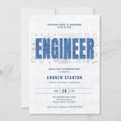 Engineering Afstuderen Engineer White Draft Party Kaart (Voorkant)