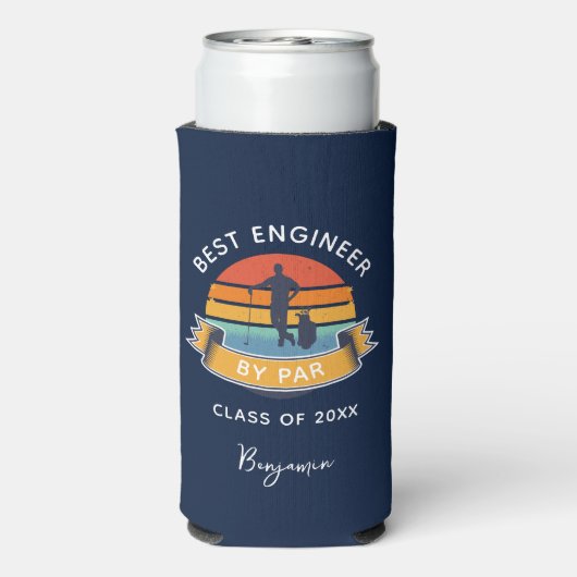 Engineering Afstuderen Golf Lover Custom Seltzer Blikjeskoeler (Seltzer Achterkant)