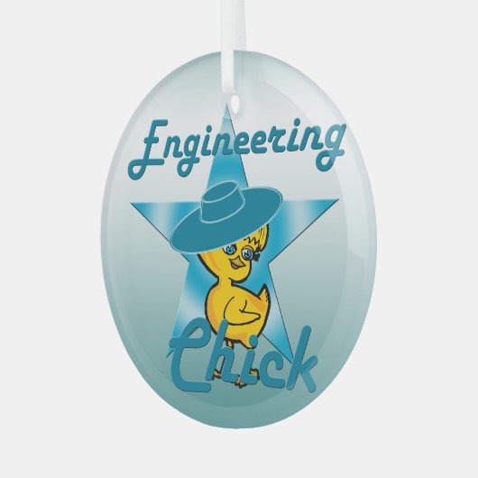 Engineering Chick #7 Glas Ornament (Voorkant links)