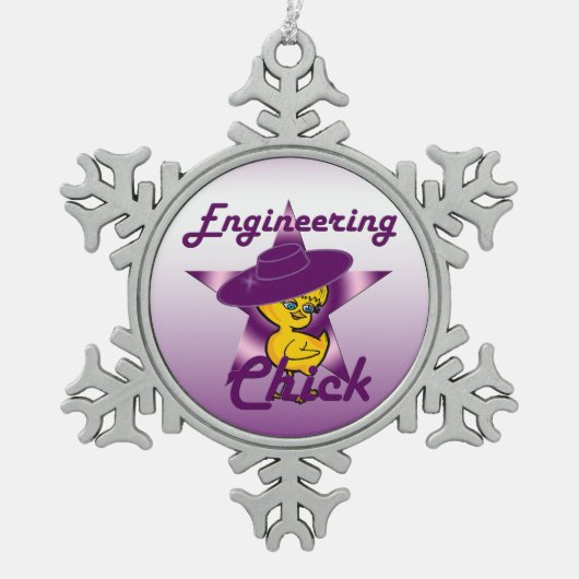 Engineering Chick #9 Tin Sneeuwvlok Ornament (Voorkant)